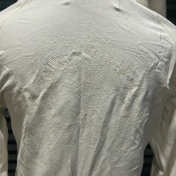 Sameunderneath Women’s White Zipper Front Hooded Embroidered Back Hoodie Large - Picture 7 of 11